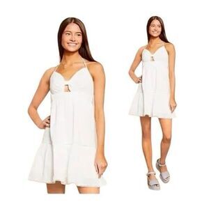 NWT Gianni Bini White Halter Eyelet Dress